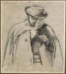 Dante Gabriel Rossetti (Kohle auf grauem Papier)